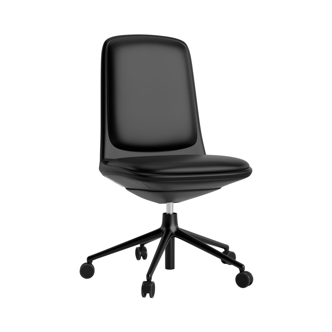 Off Chair 5W Gaslift with Cushion: Low + Without Arm + Black Aluminum