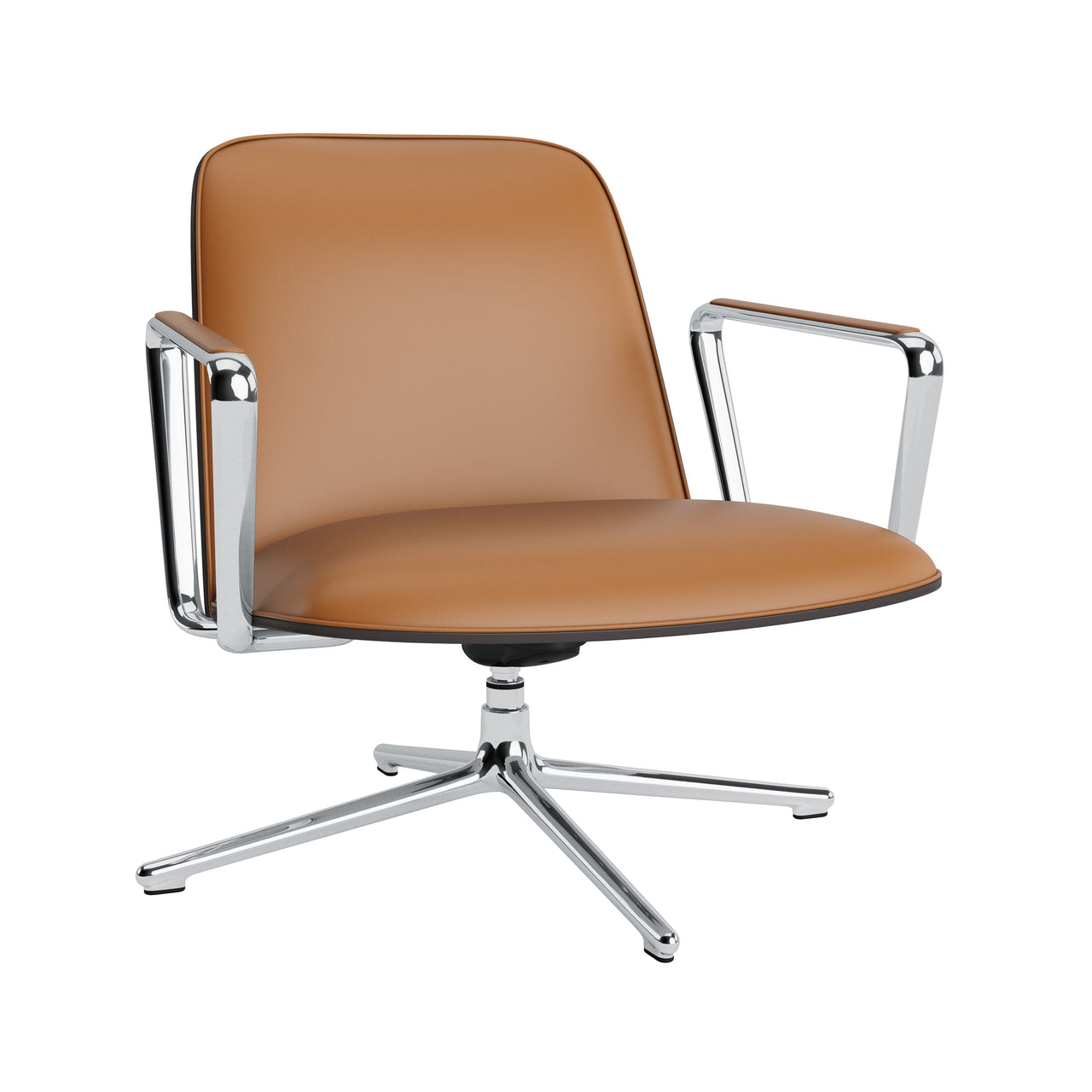 Pad Lounge Chair Low Swivel: Aluminum + Black Oak + With Tilt