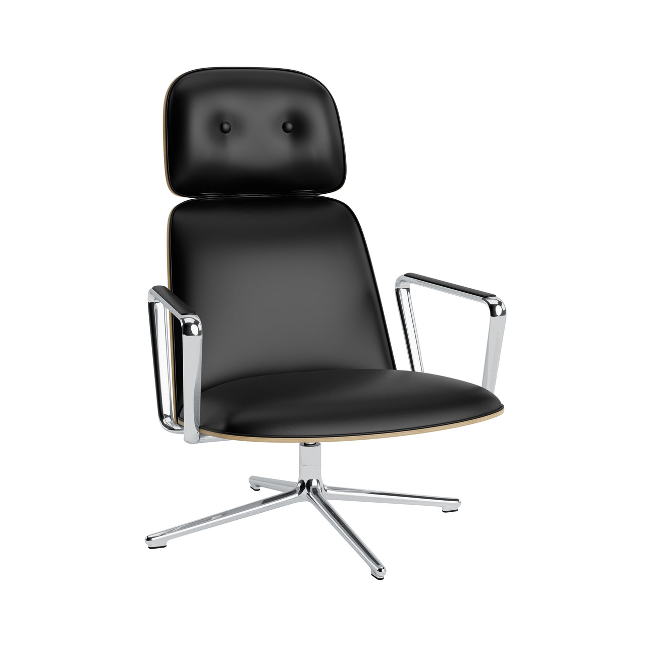 Pad Lounge Chair High Swivel: Aluminum + Oak + Without Tilt