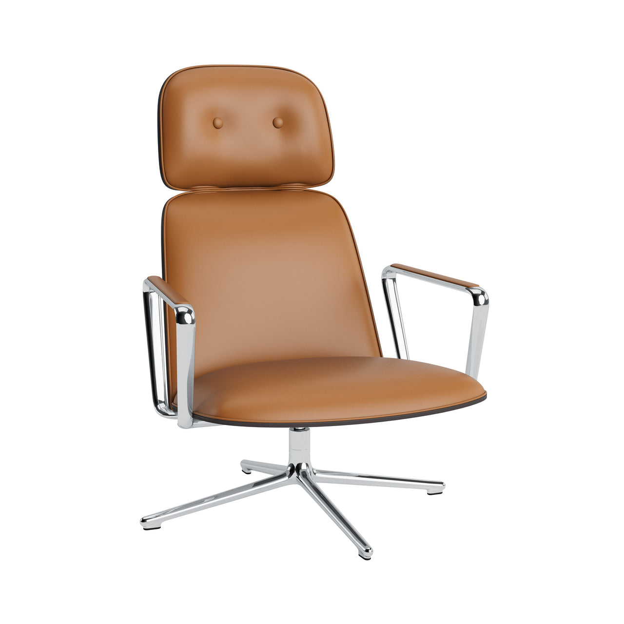 Pad Lounge Chair High Swivel: Aluminum + Black Oak + Without Tilt