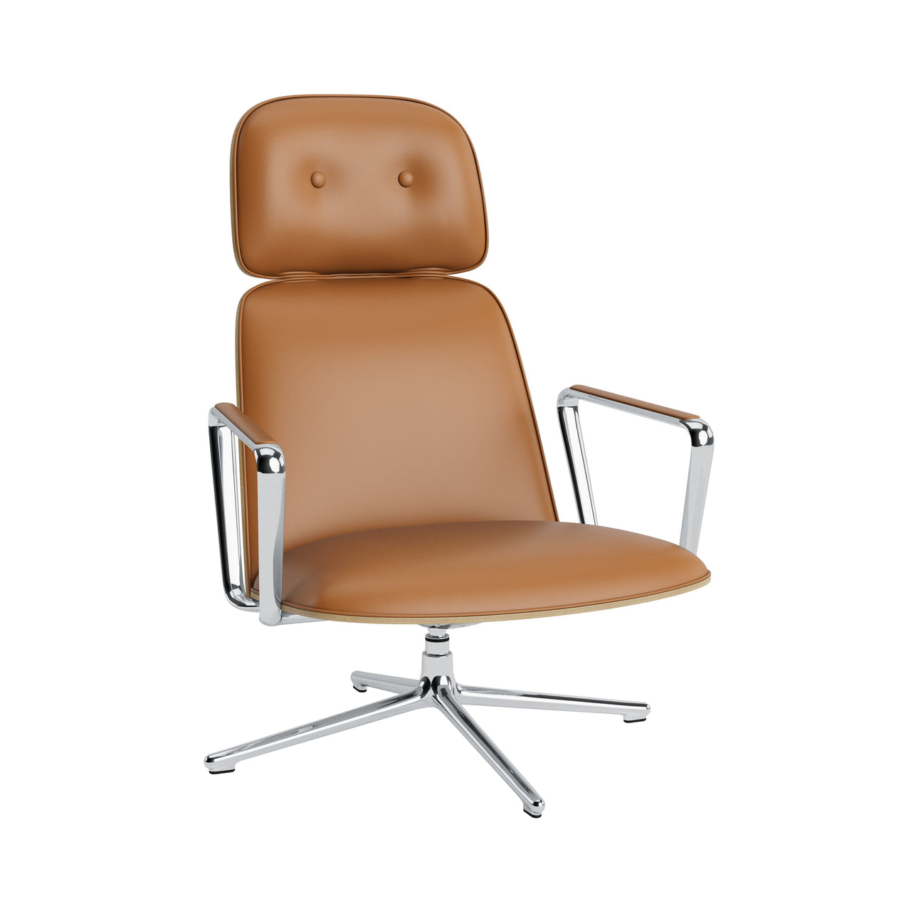 Pad Lounge Chair High Swivel: Aluminum + Oak + With Tilt