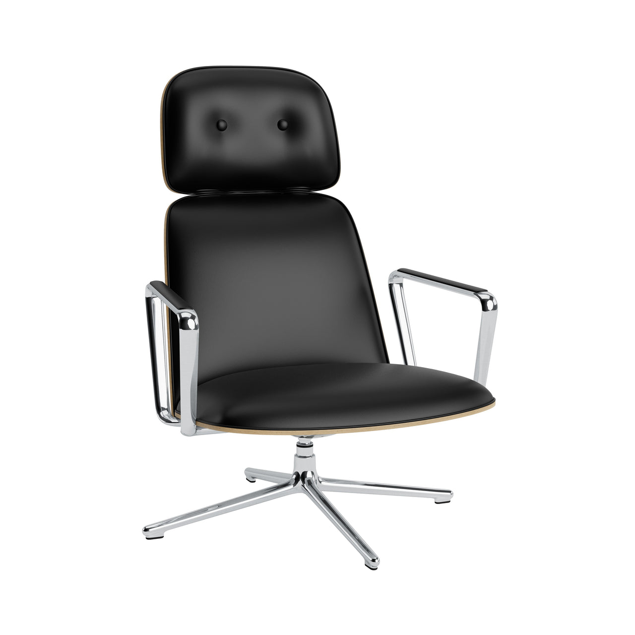 Pad Lounge Chair High Swivel: Aluminum + Oak + With Tilt