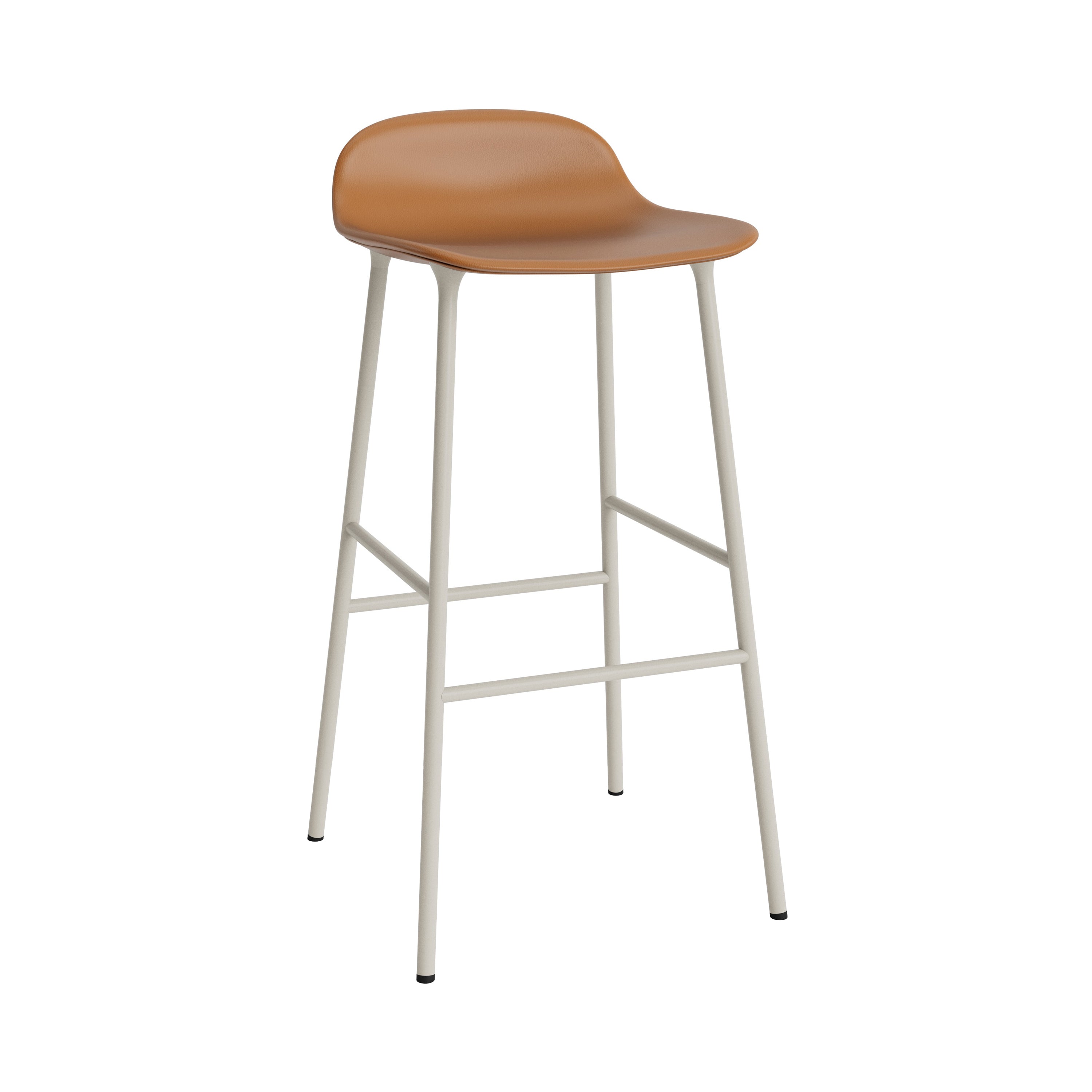Form Bar Stool: Steel Base + Upholstered + Light Grey