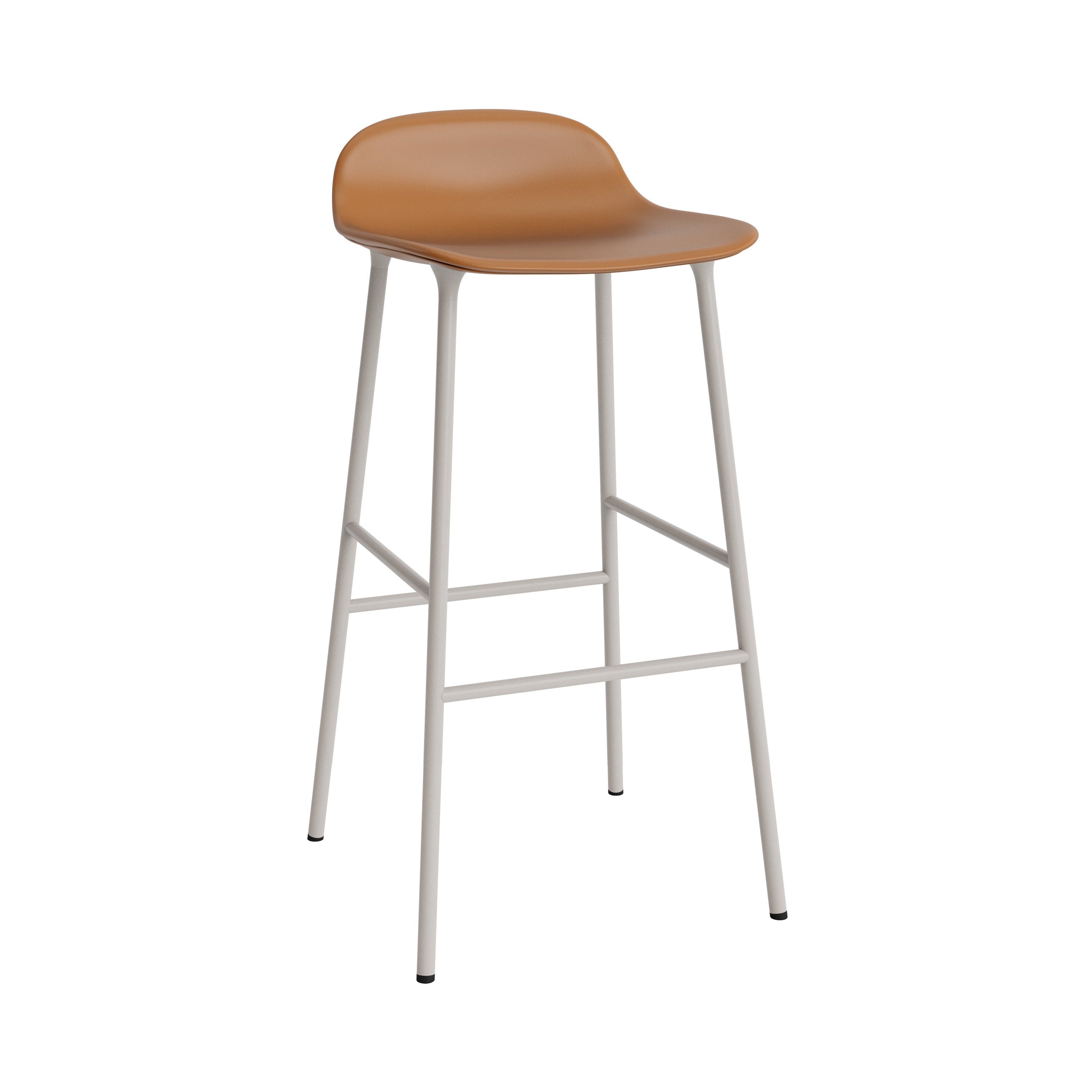 Form Bar Stool: Steel Base + Upholstered + Warm Grey