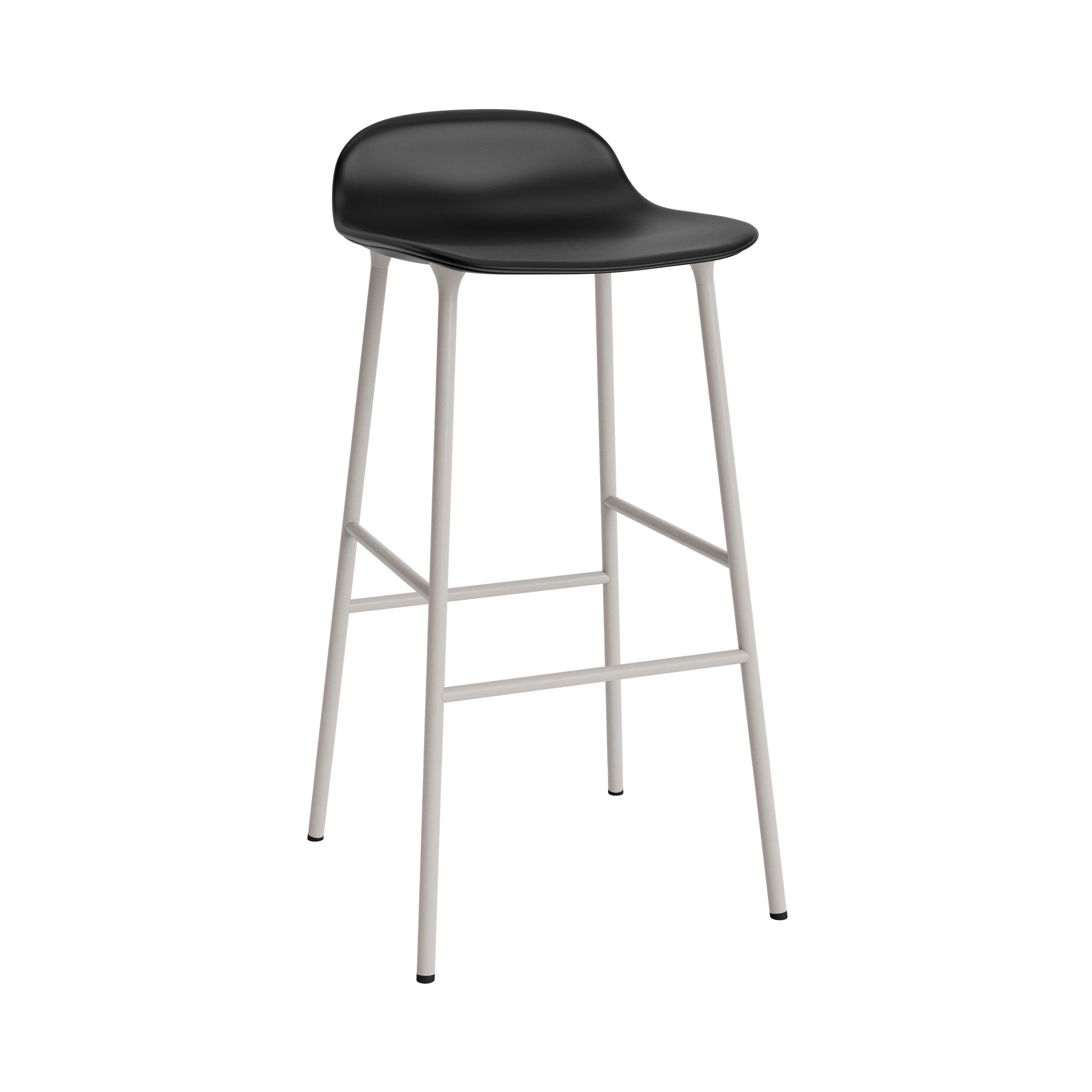 Form Bar Stool: Steel Base + Upholstered + Warm Grey