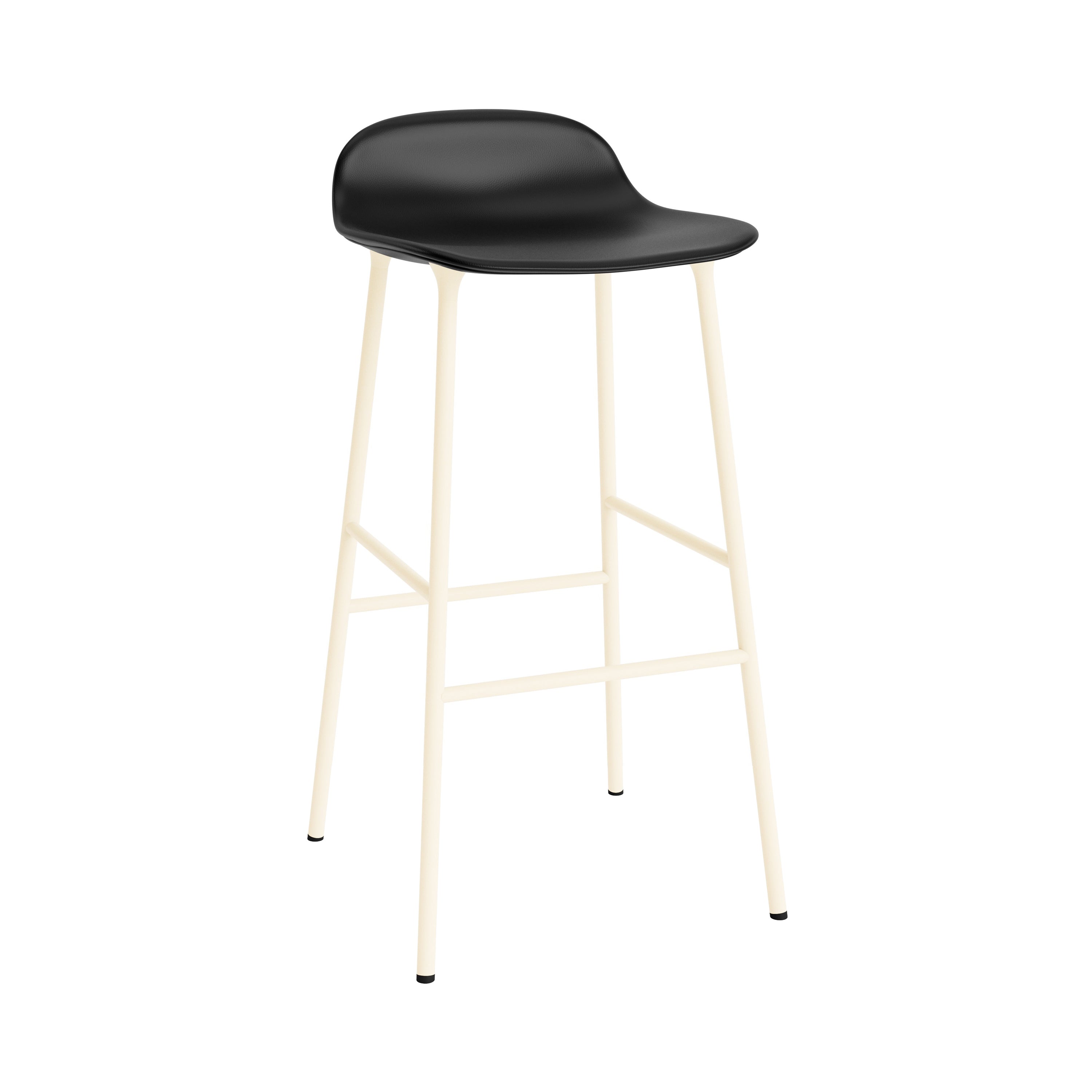 Form Bar Stool: Steel Base + Upholstered + Cream