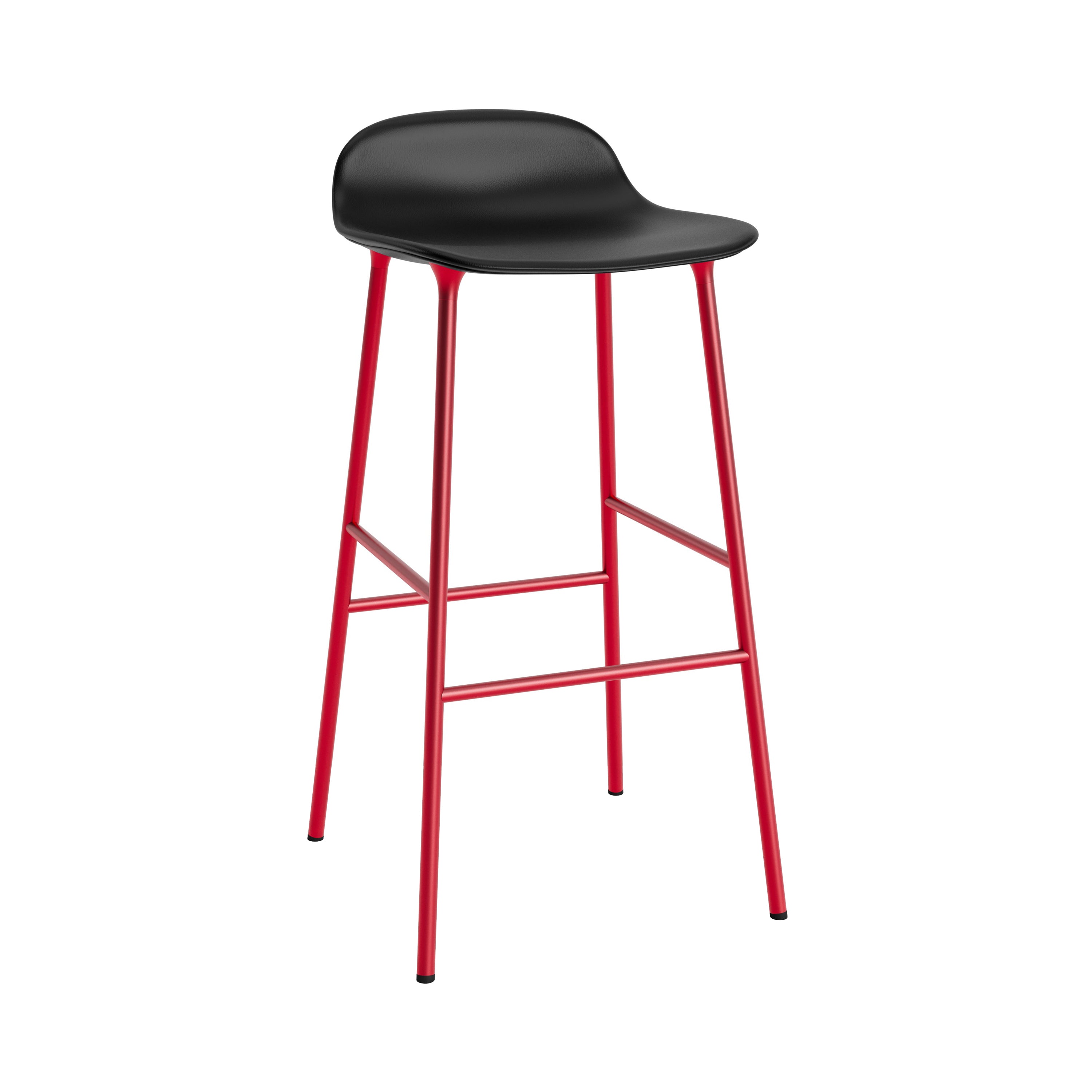 Form Bar Stool: Steel Base + Upholstered + Bright Red