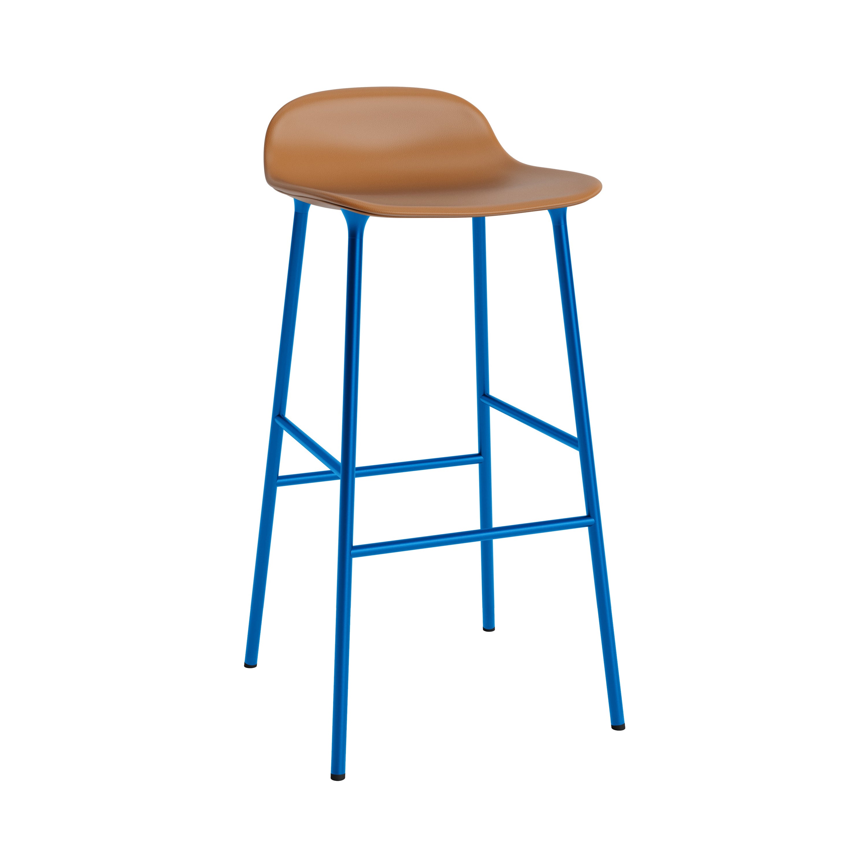 Form Bar Stool: Steel Base + Upholstered + Bright Blue