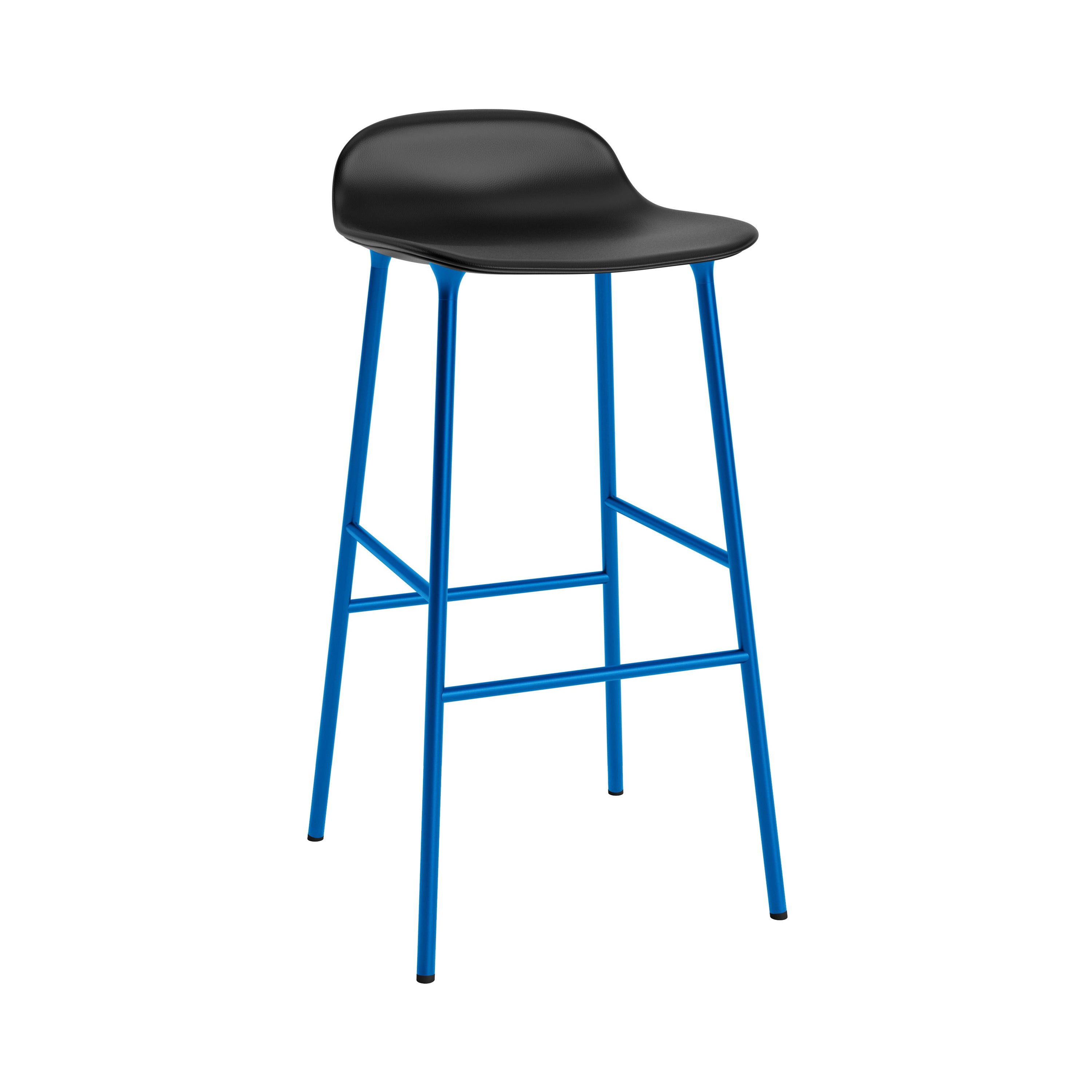Form Bar Stool: Steel Base + Upholstered + Bright Blue