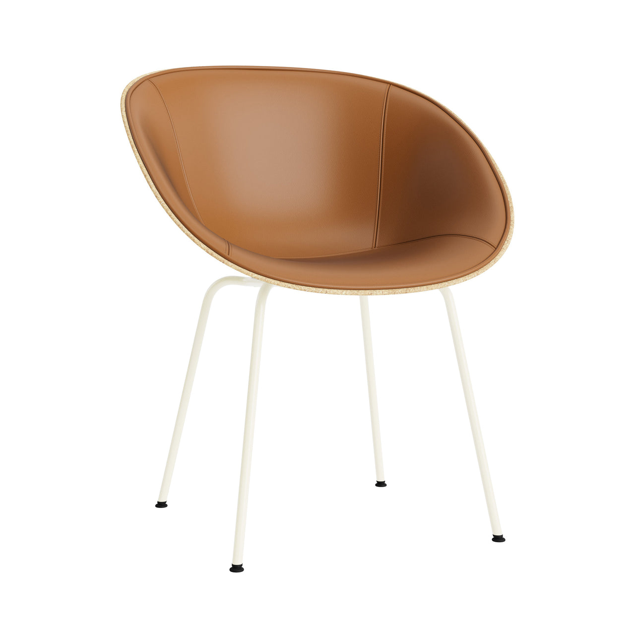 Mat Armchair: Steel Base + Front Upholstered + Cream + Hemp
