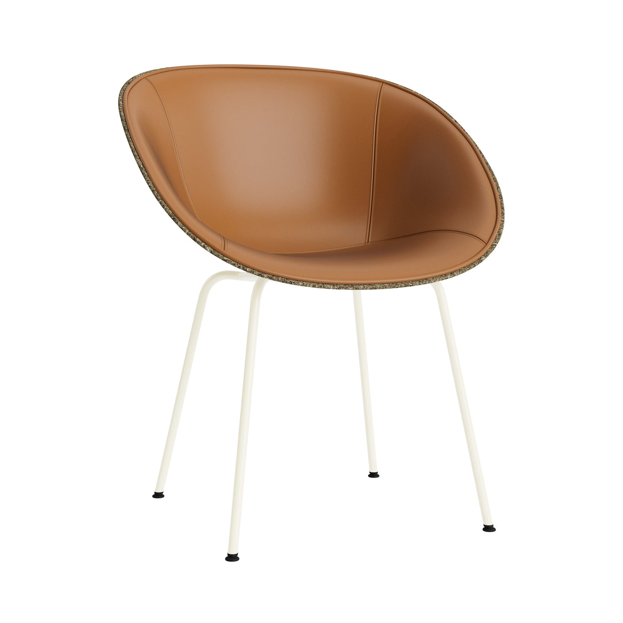 Mat Armchair: Steel Base + Front Upholstered + Cream + Seaweed