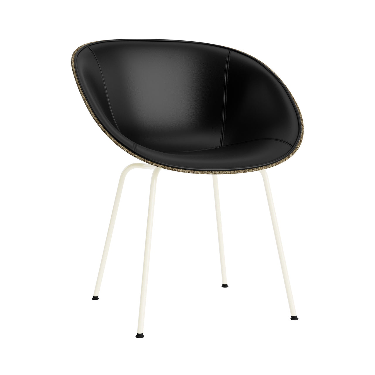 Mat Armchair: Steel Base + Front Upholstered + Cream + Seaweed