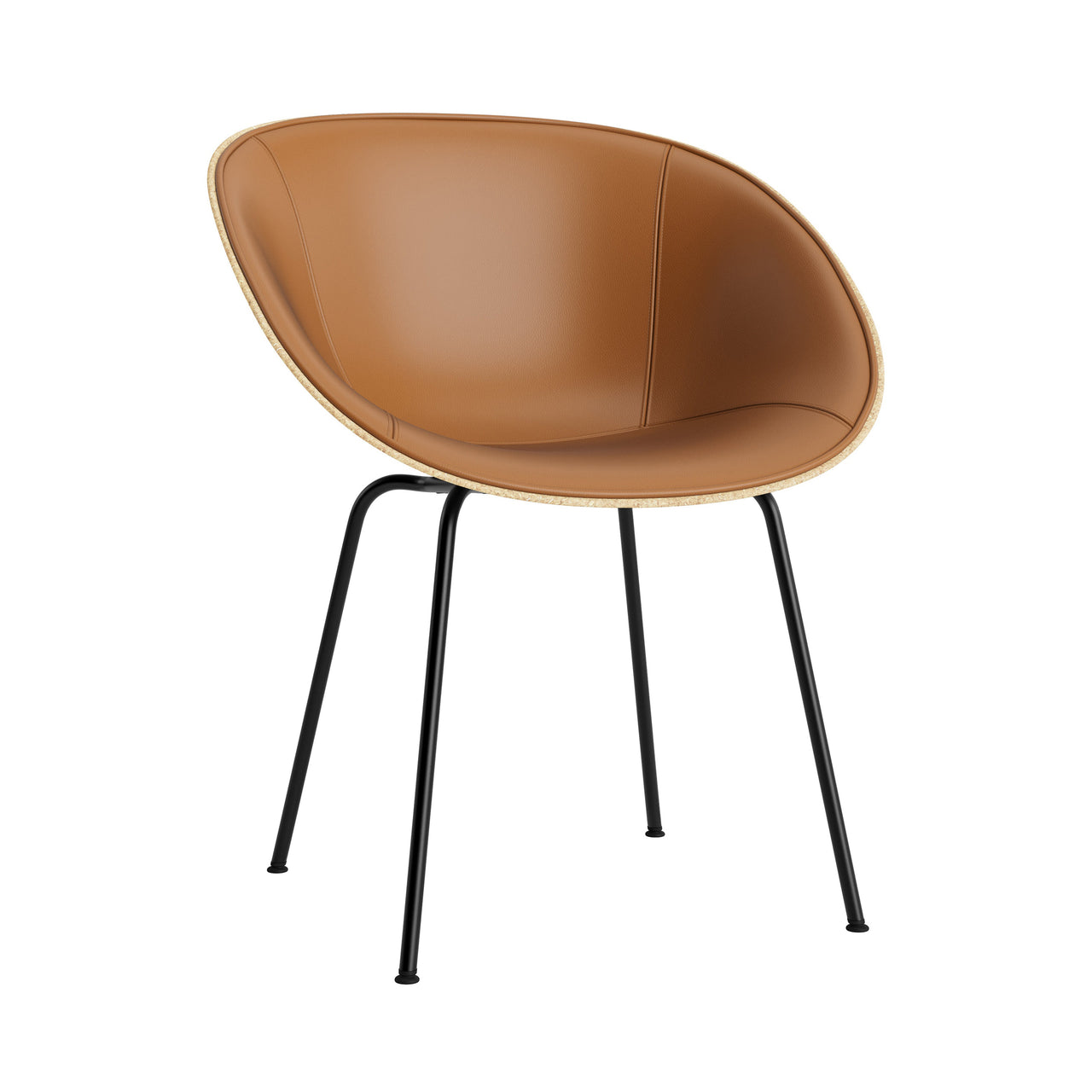 Mat Armchair: Steel Base + Front Upholstered + Black + Hemp