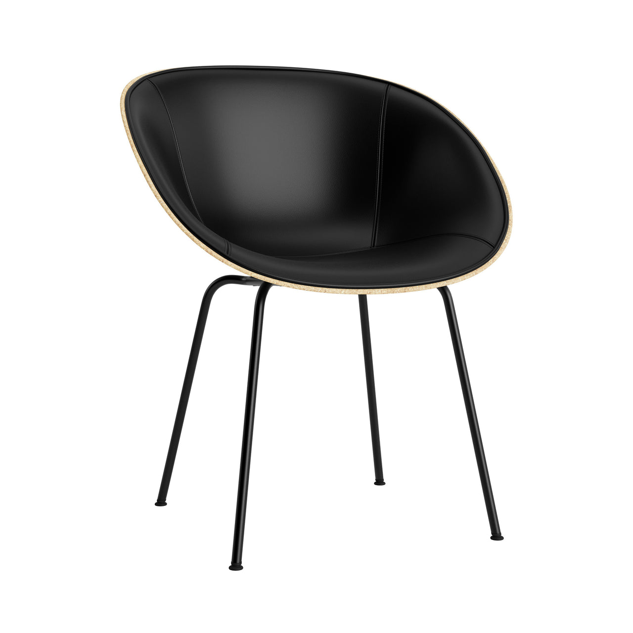 Mat Armchair: Steel Base + Front Upholstered + Black + Hemp