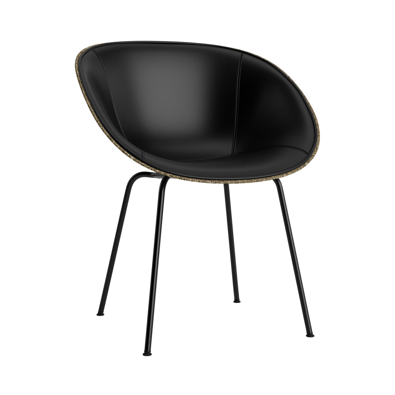 Mat Armchair: Steel Base + Front Upholstered + Black + Seaweed