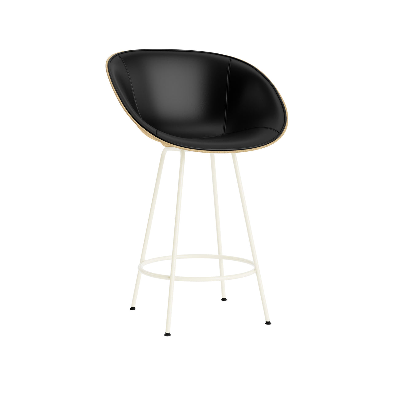 Mat Bar + Counter Armchair: Steel base + Front Upholstered + Counter + Hemp + Cream