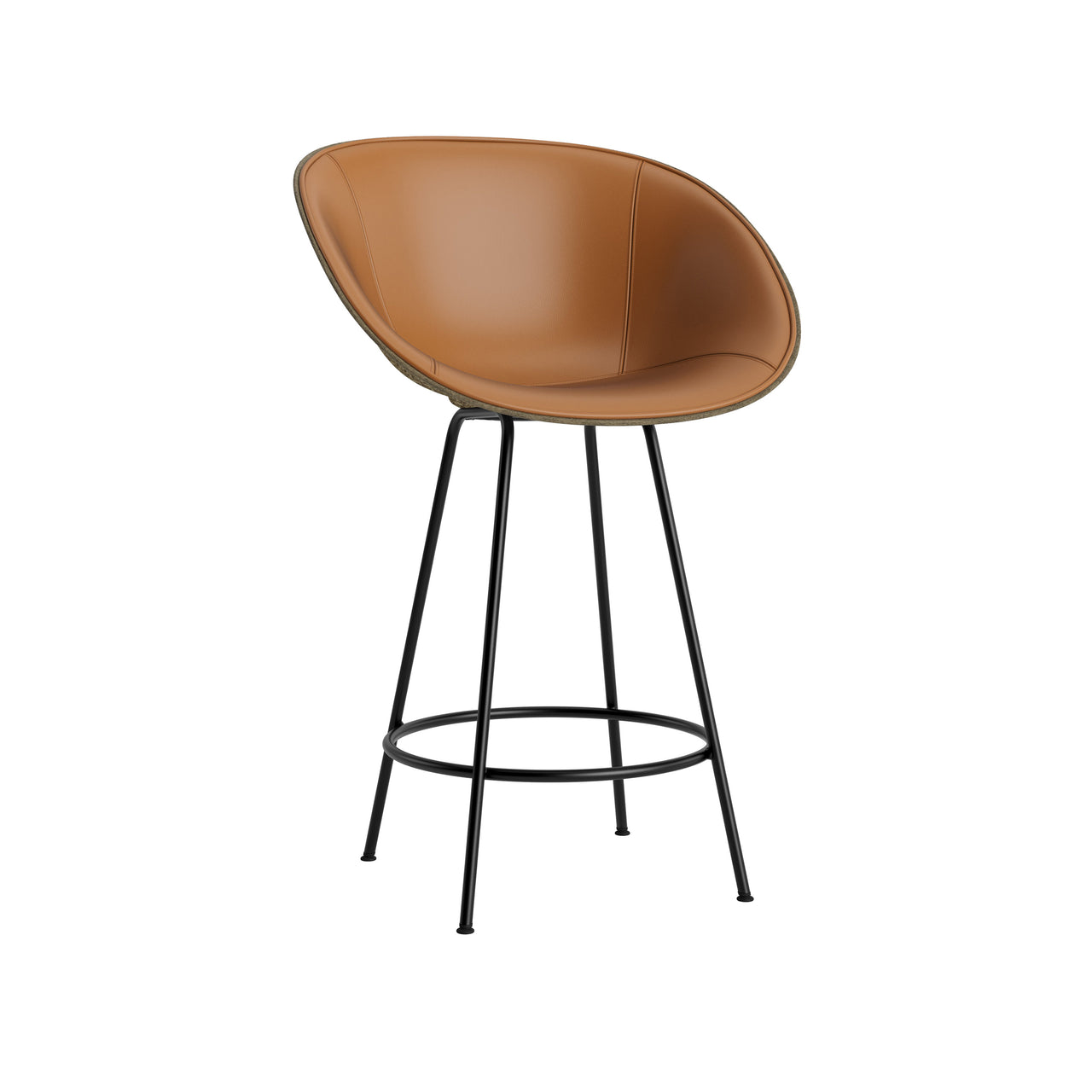 Mat Bar + Counter Armchair: Steel base + Front Upholstered + Counter + Seaweed + Black