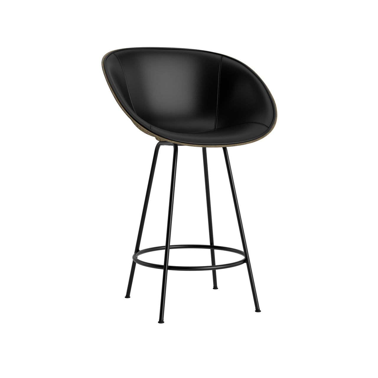Mat Bar + Counter Armchair: Steel base + Front Upholstered + Counter + Seaweed + Black