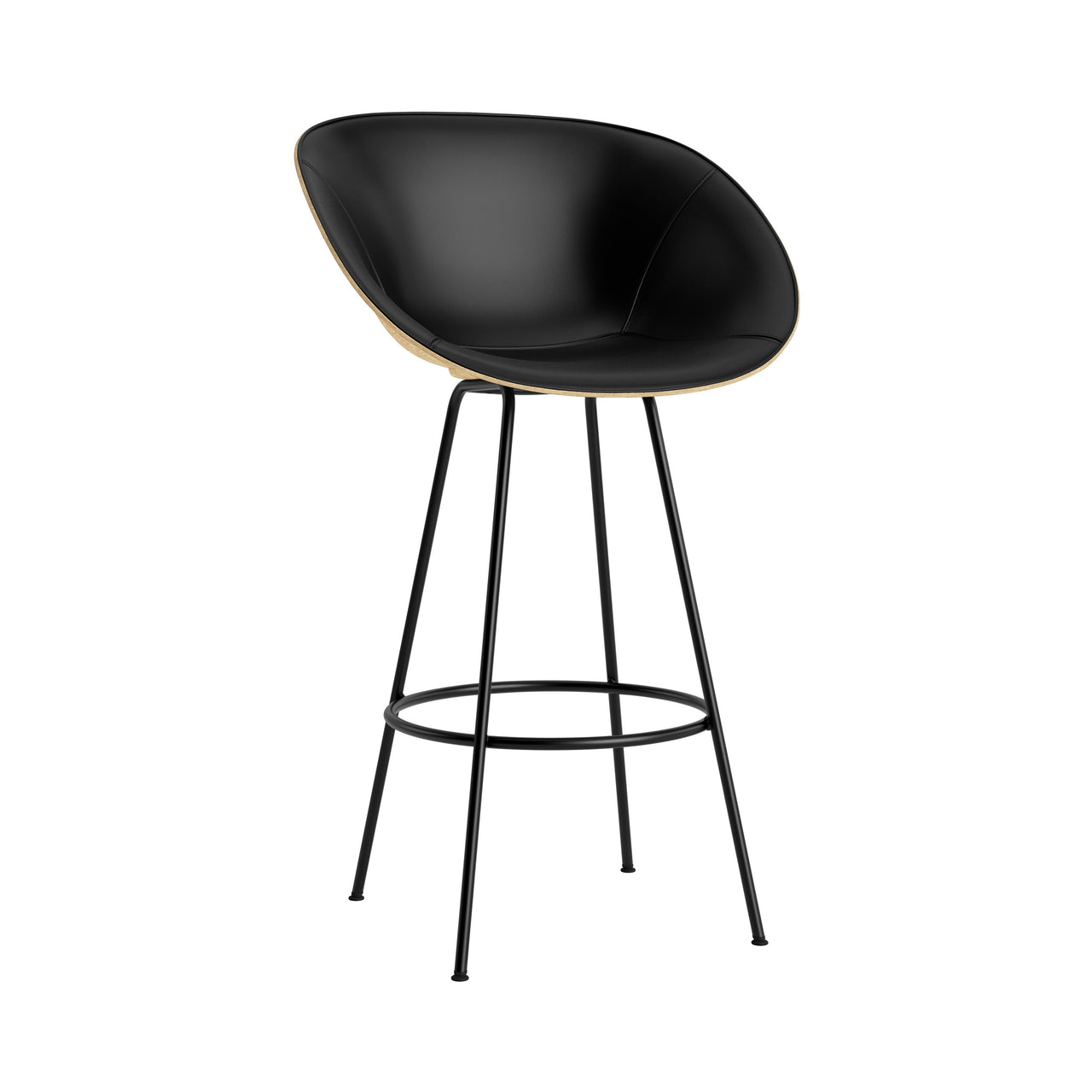 Mat Bar + Counter Armchair: Steel base + Front Upholstered + Bar + Hemp + Black