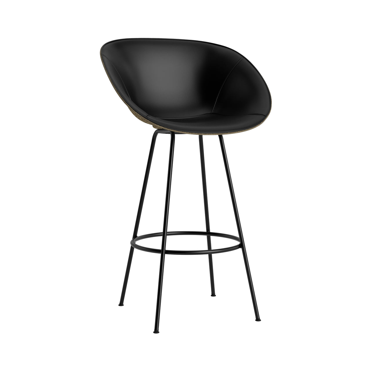 Mat Bar + Counter Armchair: Steel base + Front Upholstered + Bar + Seaweed + Black