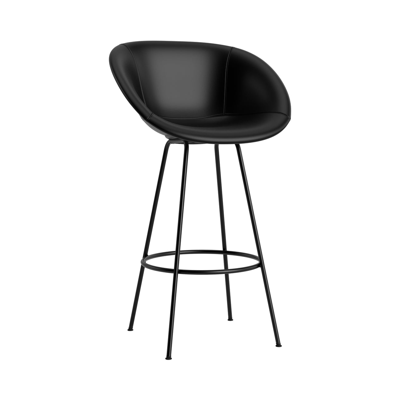 Mat Bar + Counter Armchair: Steel Base + Fully Upholstered + Bar + Black