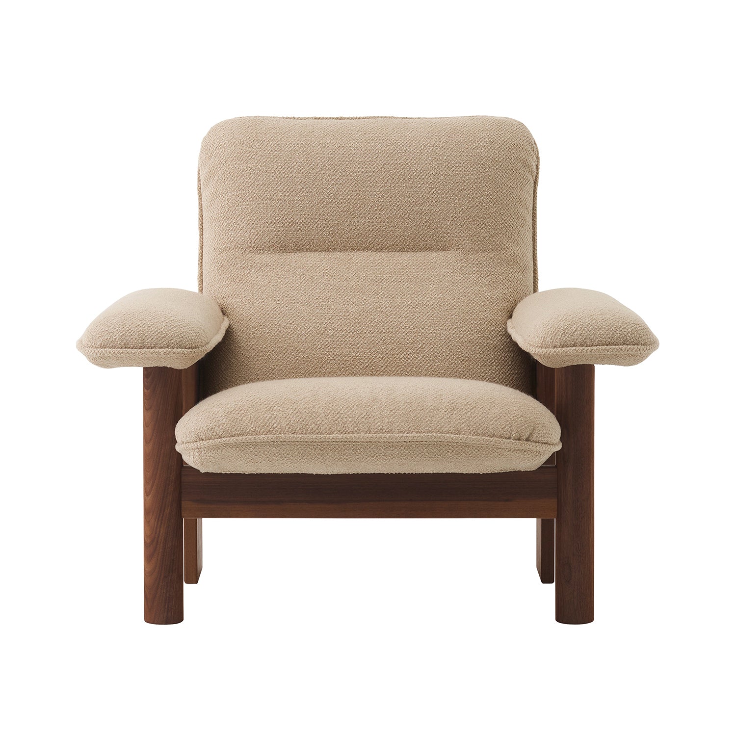 Brasilia Lounge Chair: High Back Upholstered + Dark Stained Oak + Boucle 02