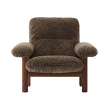 Brasilia Lounge Chair: High Back Upholstered + Dark Stained Oak + Sheepskin Root