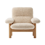 Brasilia Lounge Chair: High Back Upholstered + Natural Oak + Sheepskin Nature