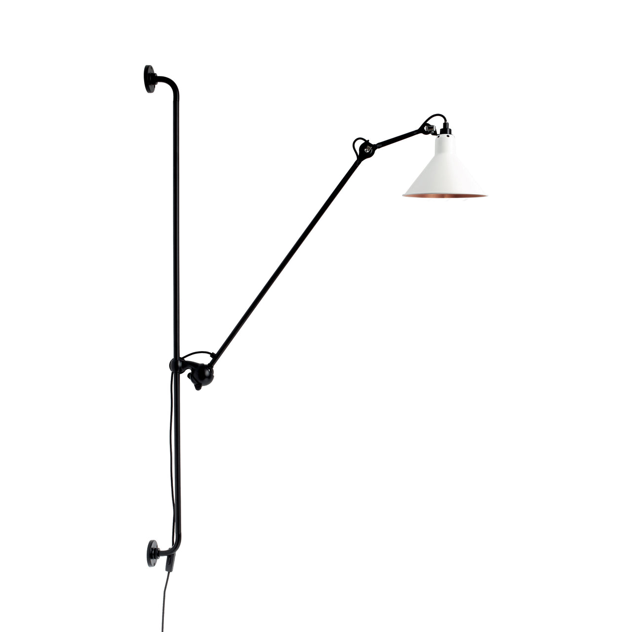 Lampe Gras N°214 Wall Lamp: White + Copper + Conic