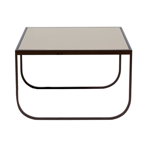 Tati Small Coffee Table: Low + Glass Top + Nougat + Bronze
