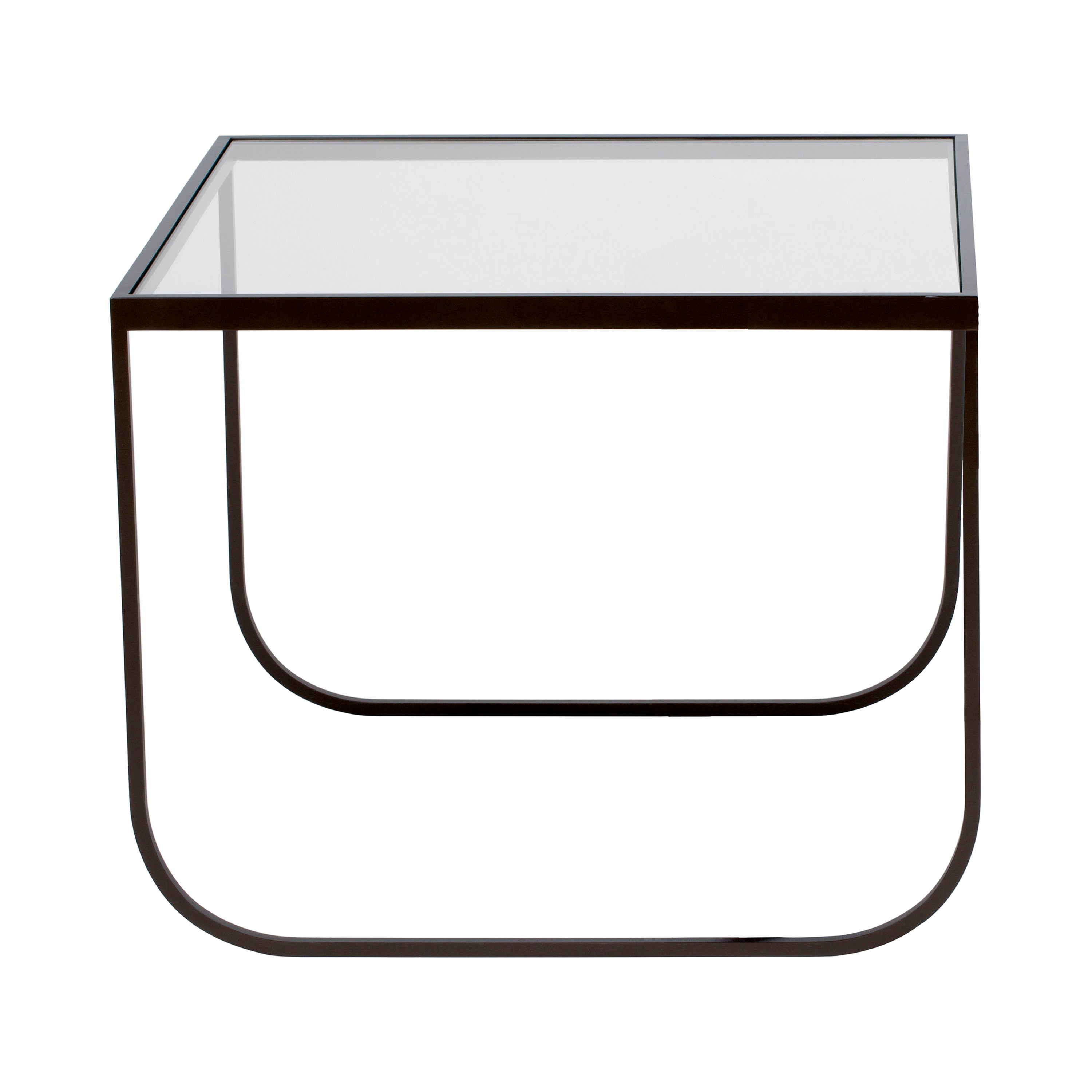 Tati Small Coffee Table: High + Glass Top + Transparent Glass + Char Grey
