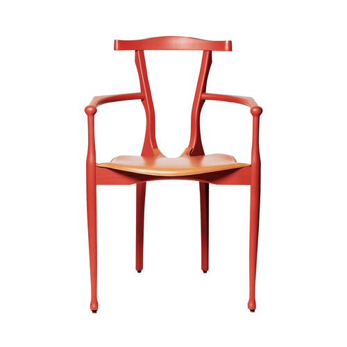 Gaulino Stacking Chair: Coral Red Lacquered Ash + Toasted