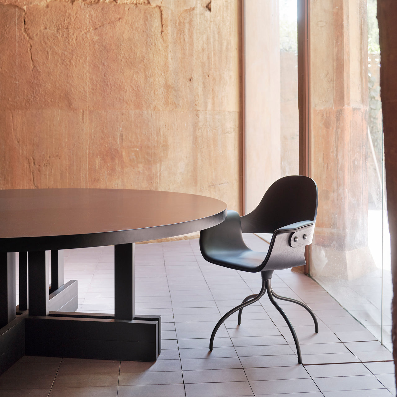 Showtime High Armchair with Swivel Base: Seat Upholstered