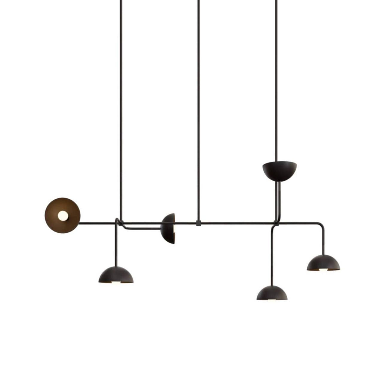 Beaubien Suspension 08 Lamp with Domes: Black + Graphite