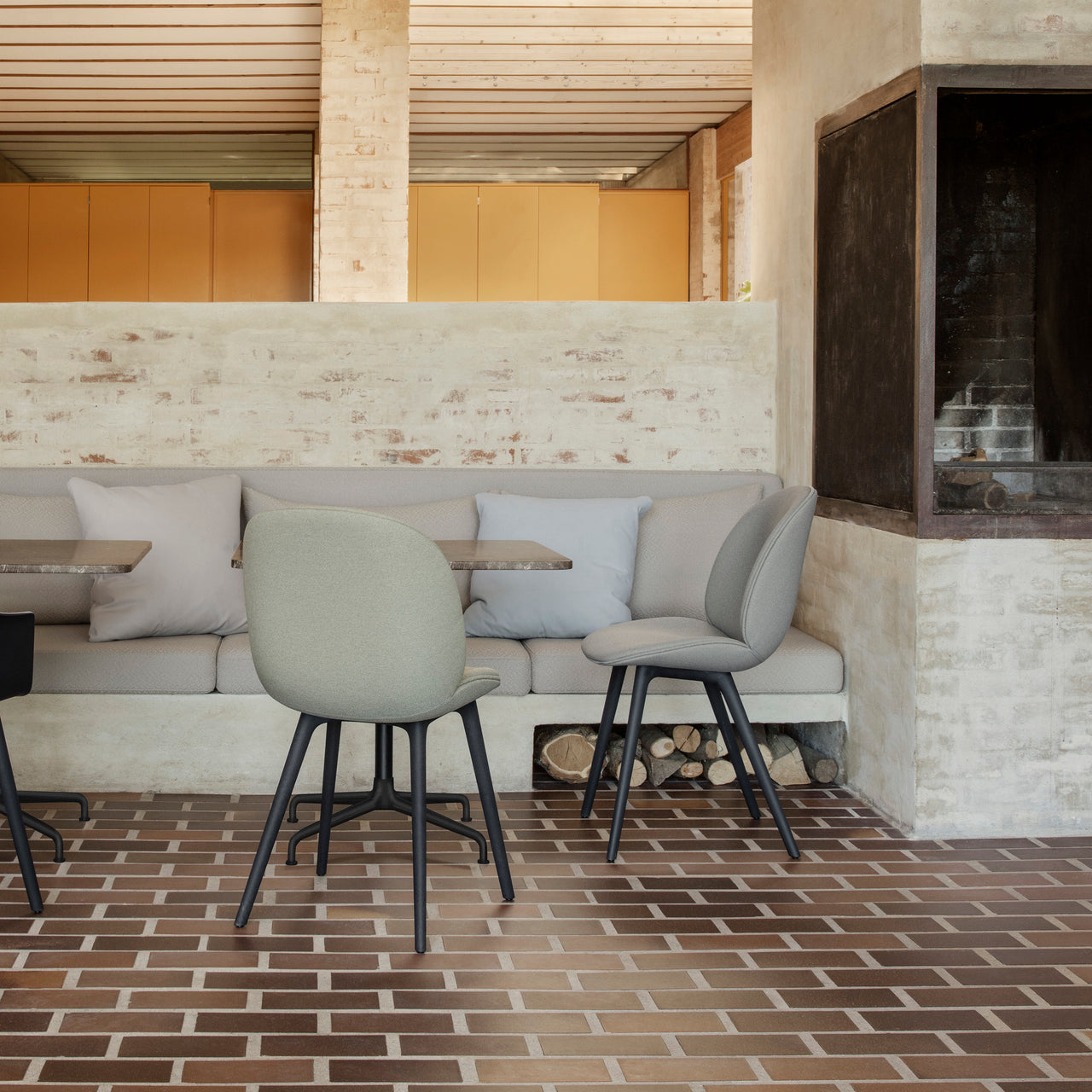 Beetle Dining Chair: Black Plastic Base + Fully Upholstered