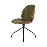 Beetle Meeting Chair Swivel Base: Veneer Shell + Front Upholstered + American Walnut + Black Matt