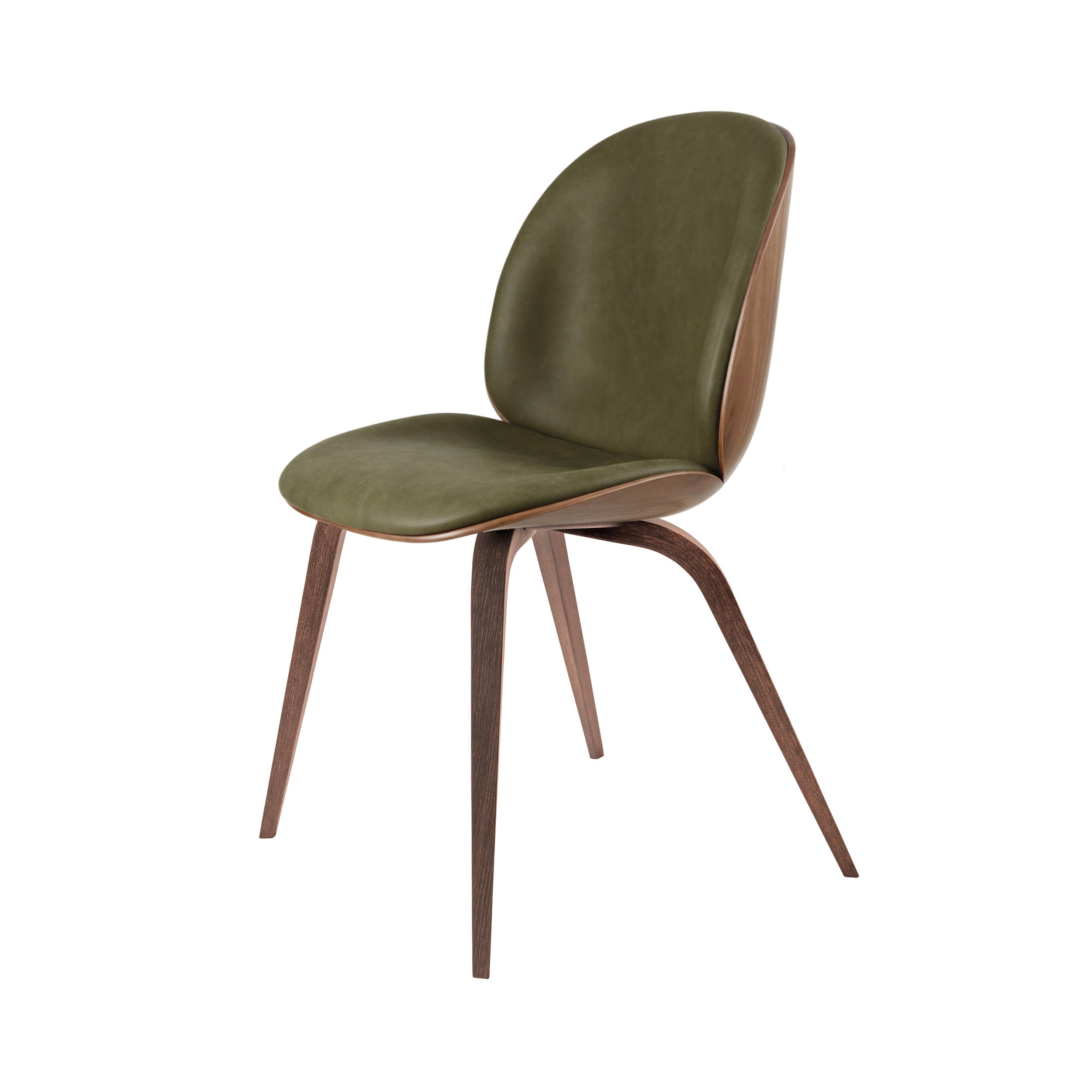 Beetle Dining Chair Wood Base: Veneer Shell + Front Upholstered + American Walnut + American Walnut Matt Lacquered