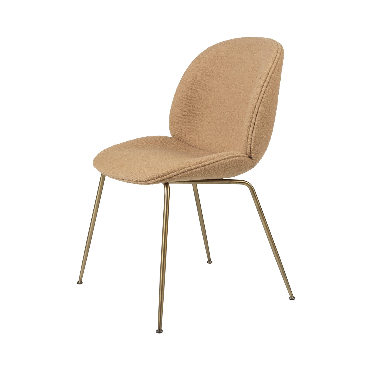 Beetle Dining Chair: Conic Base + Full Upholstery + Antique Brass