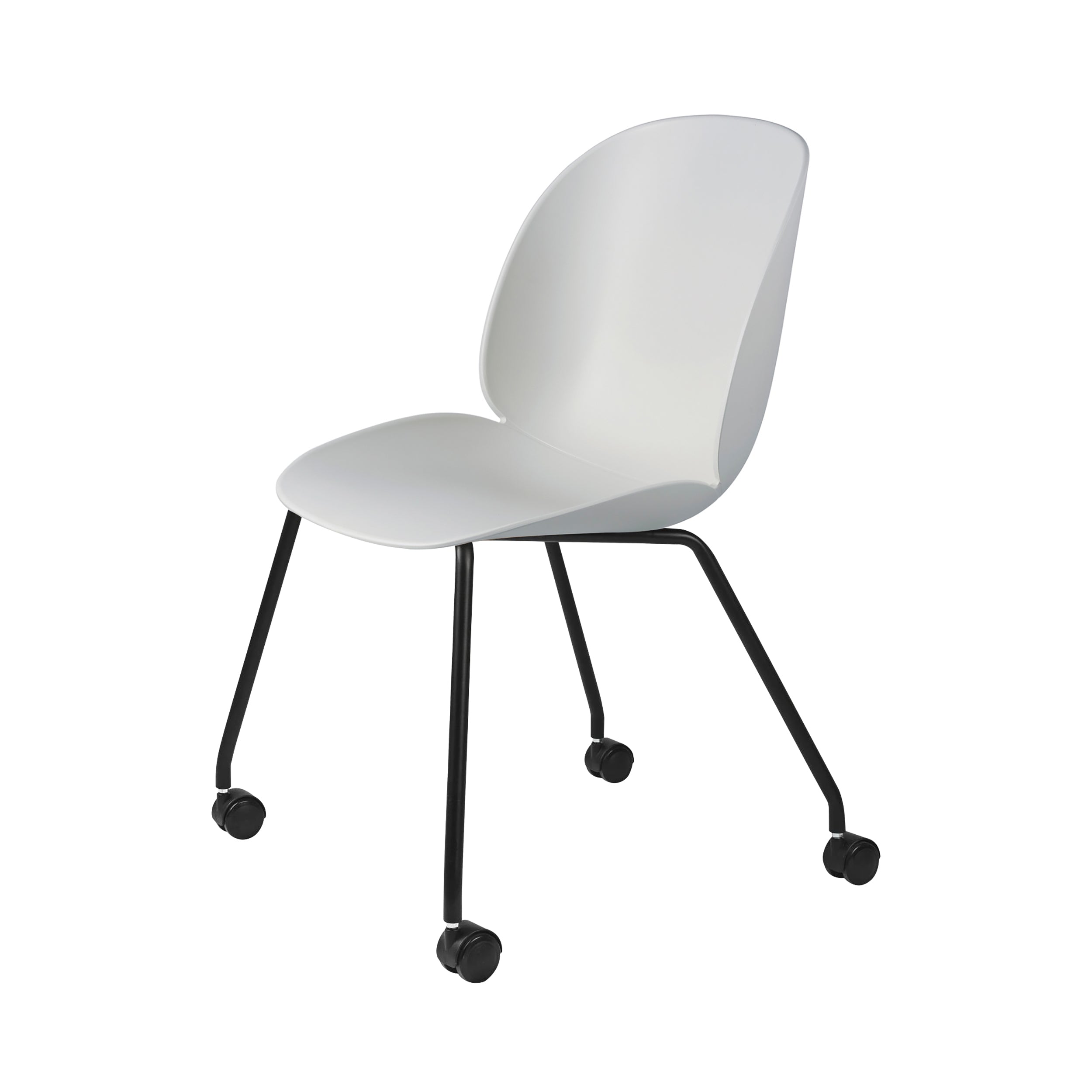 Beetle Meeting Chair: 4 Legs with Castors + Lunar Grey
