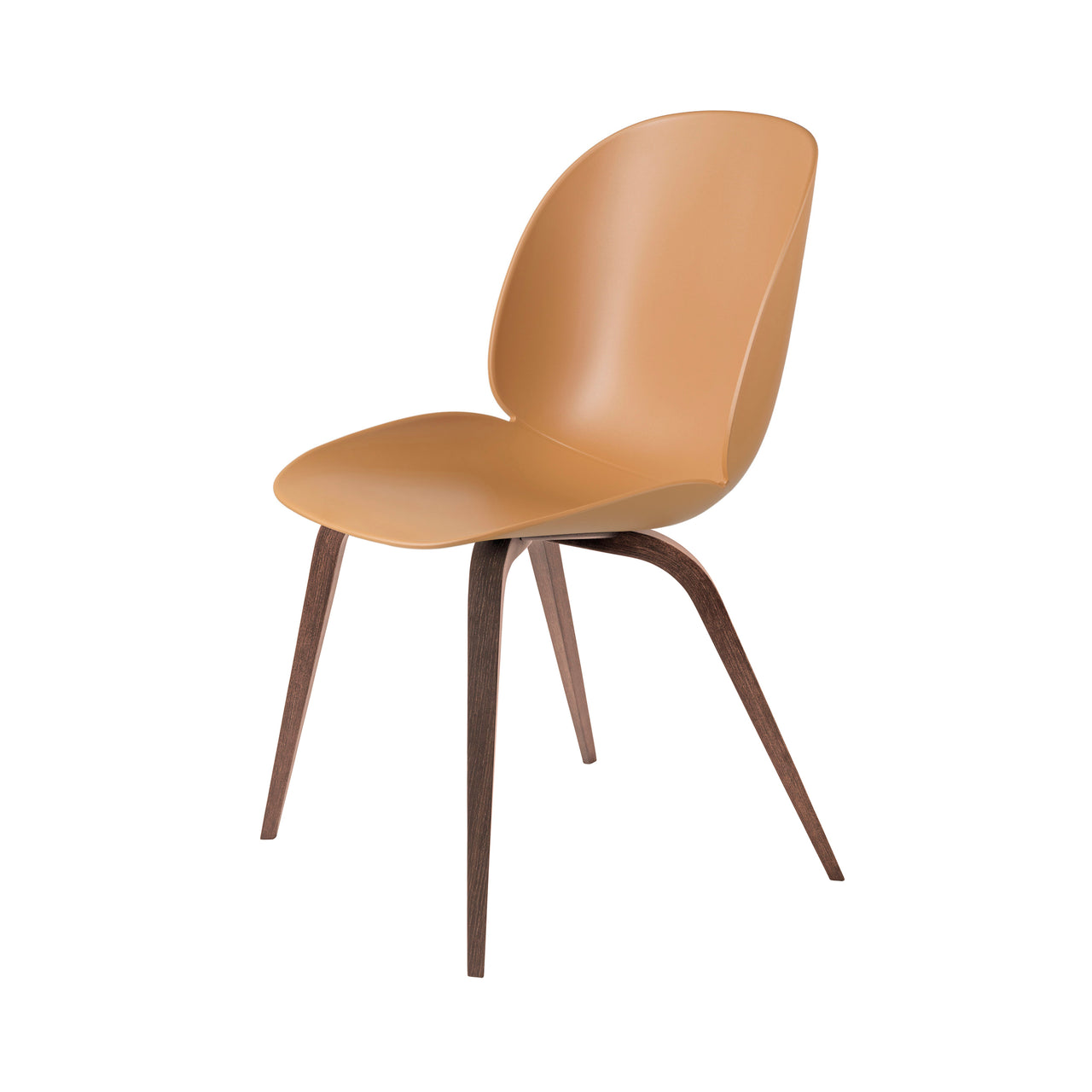 Beetle Dining Chair: Wood Base + Amber Brown + American Walnut