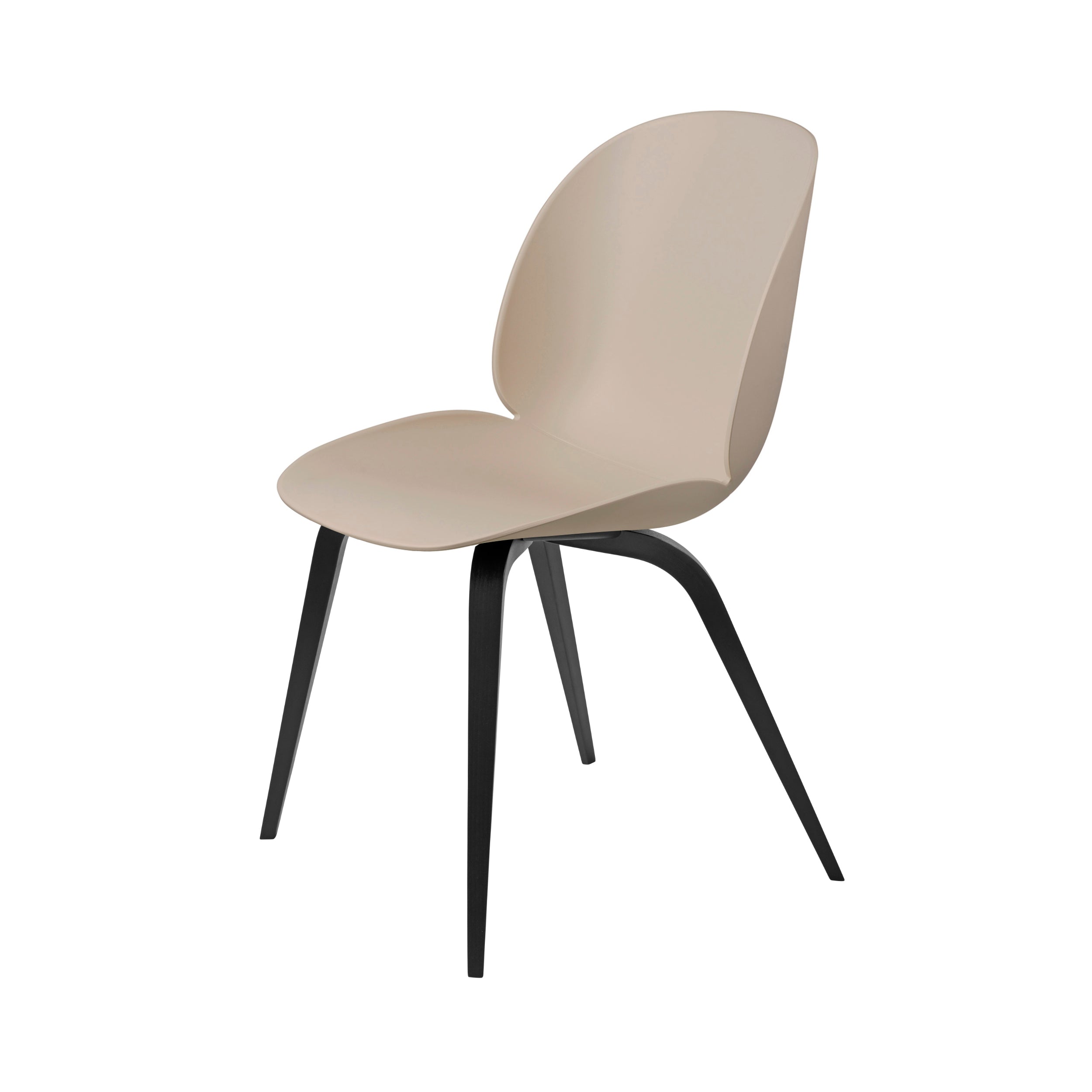 Beetle Dining Chair: Wood Base + New Beige + Black Stained Beech