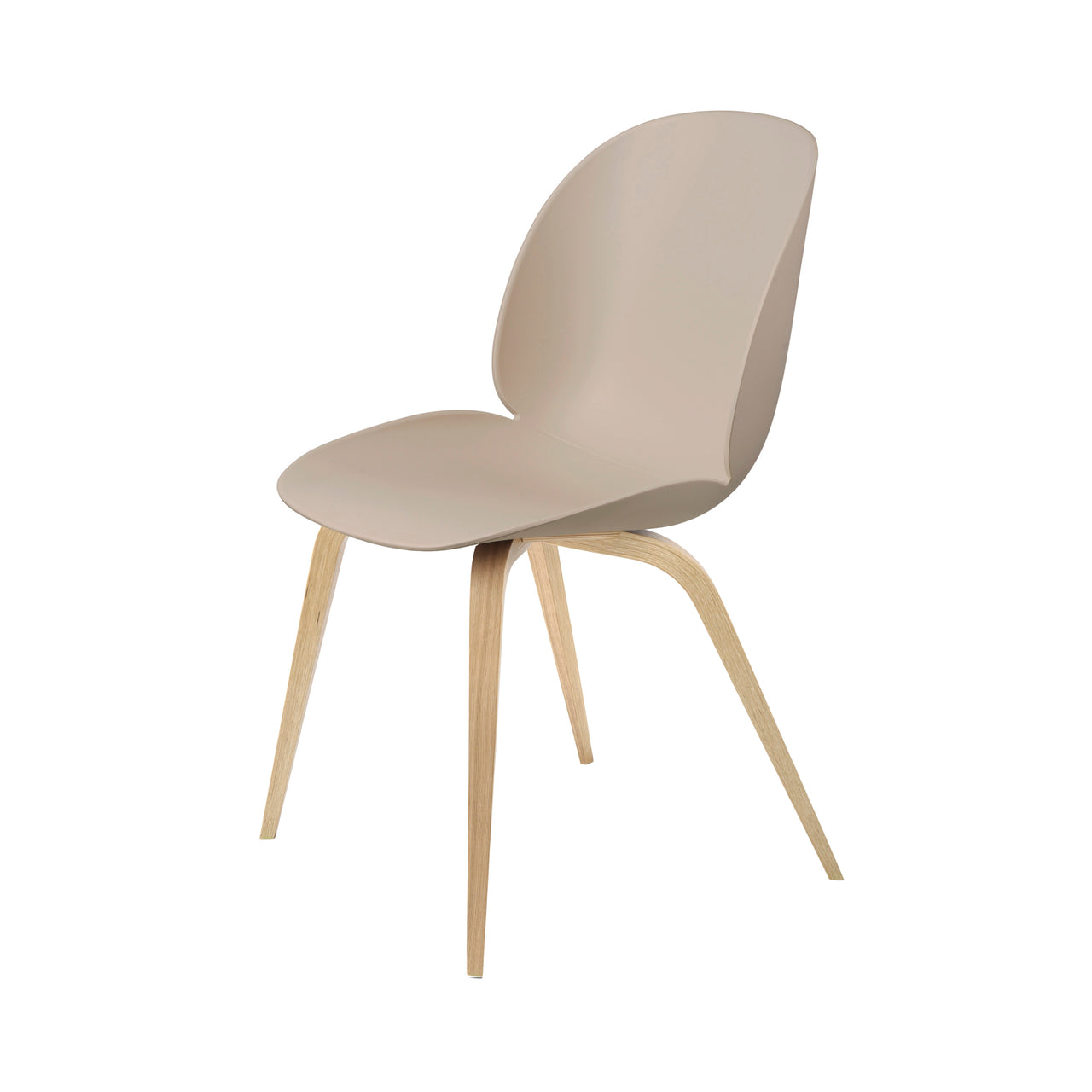Beetle Dining Chair: Wood Base + New Beige + Oak