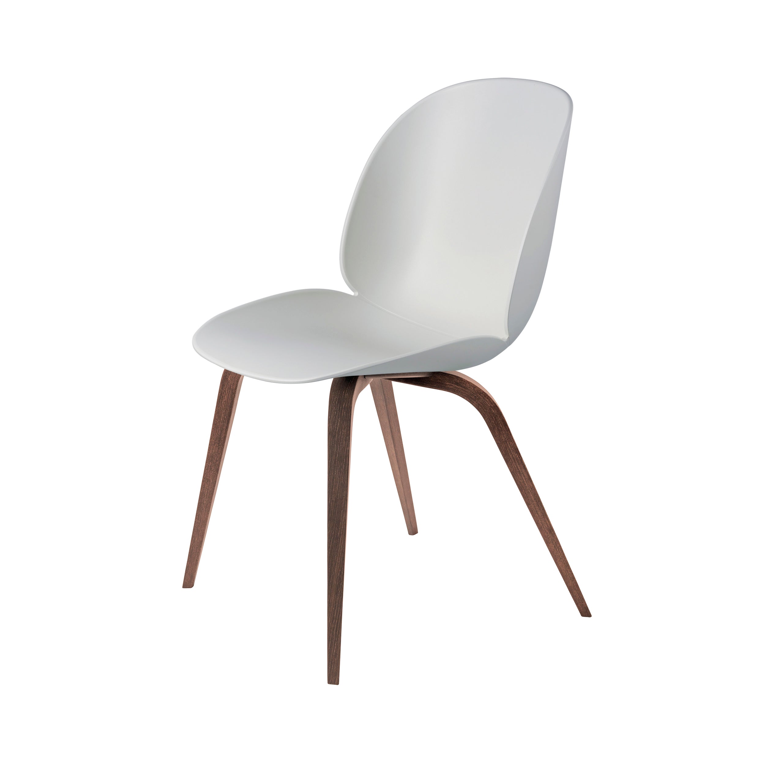 Beetle Dining Chair: Wood Base + Lunar Grey + American Walnut