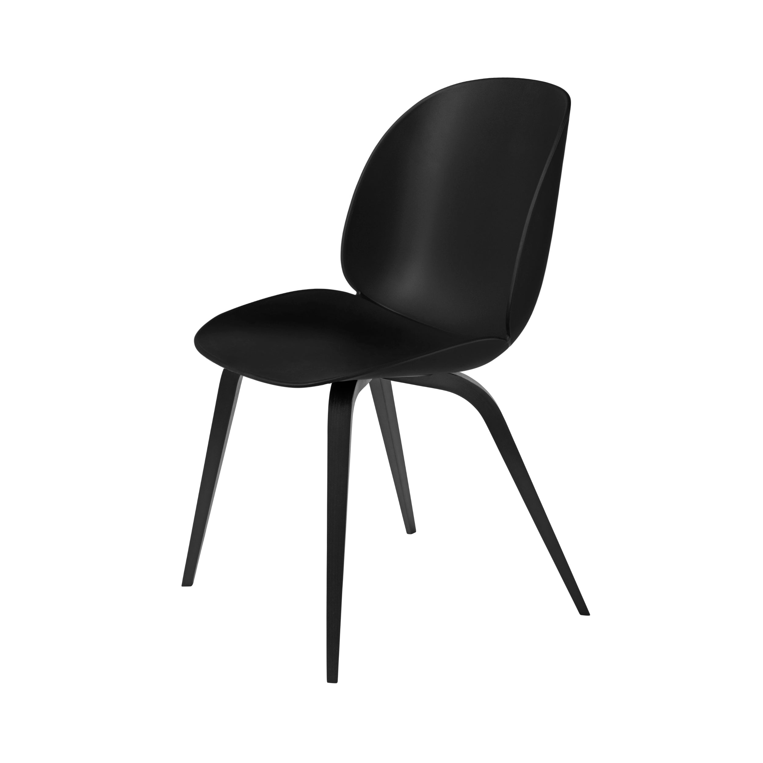 Beetle Dining Chair: Wood Base + Black + Black Stained Beech