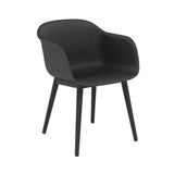 Fiber Armchair: Wood Base + Recycled Shell + Anthracite Black + Black