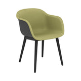 Fiber Armchair: Wood Base + Front Upholstered + Recycled Shell + Anthracite Black + Black