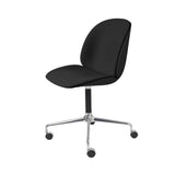 Beetle Meeting Chair: Castor Base + Front Upholstery + Black + Polished Aluminum + Black Matt