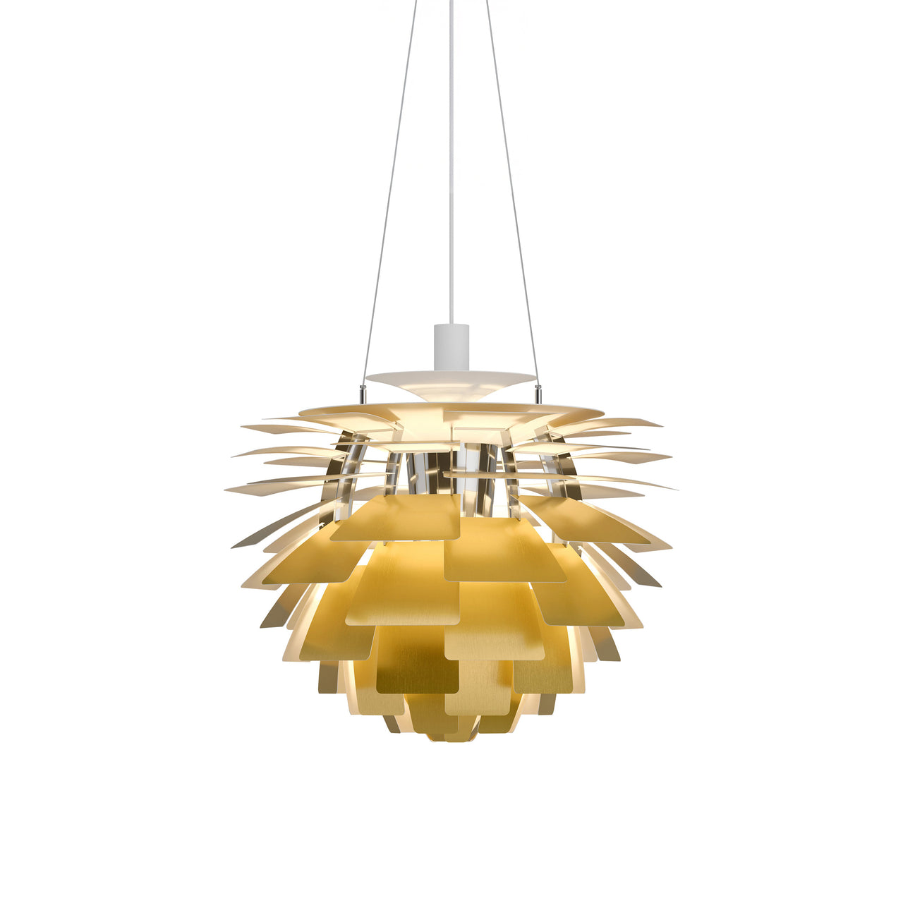 PH Artichoke Pendant: Medium + Brass + White