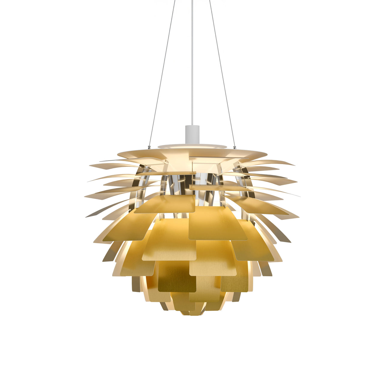 PH Artichoke Pendant: Large + Brass + White