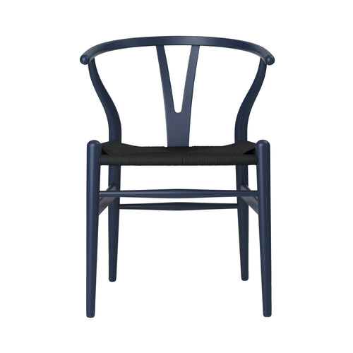 CH24 Wishbone Chair: Black + Blue Beech